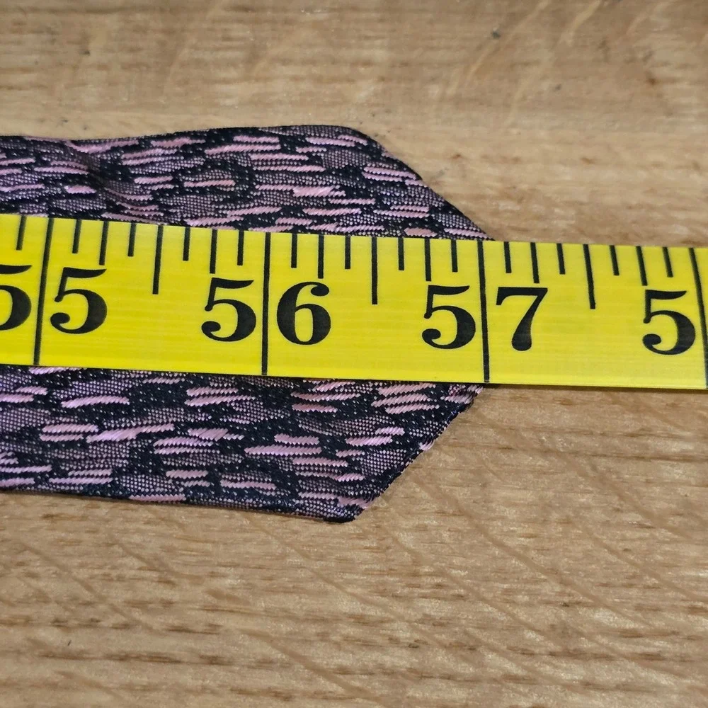 VTG Expressions Mens Pink Black Abstract Textured‎ Weave 80s Skinny Necktie